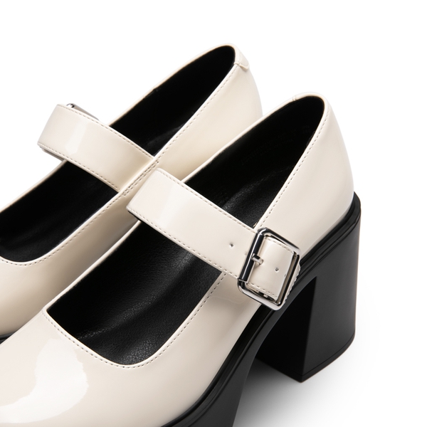 Platform Mary Jane Pumps - BEIGE - 6